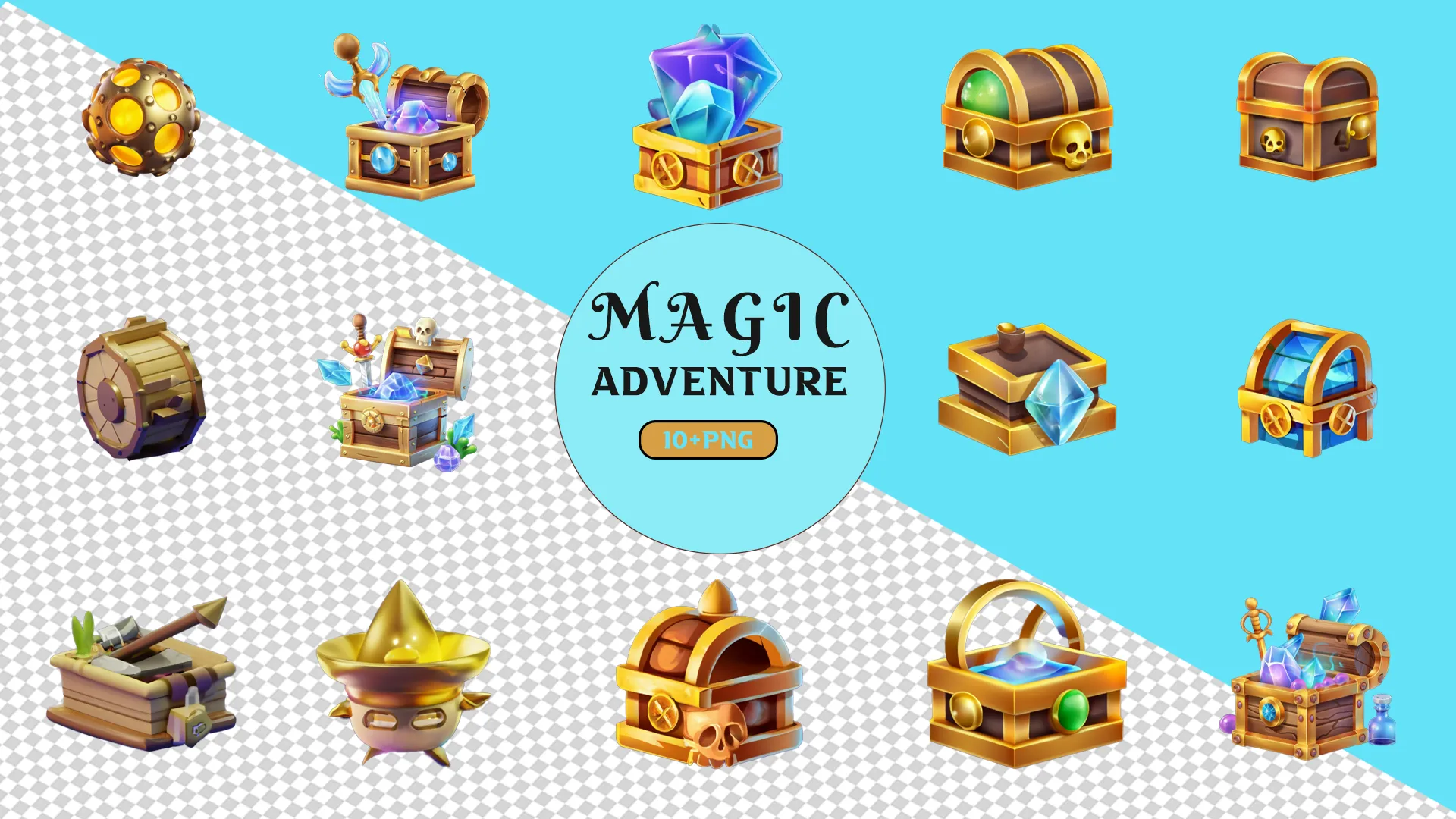 Enchanted Treasure Chests 3D Pack for Fantasy Games